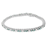 14K White Gold 4 5/8 Cttw Alternating White and Blue Diamond Martini Set Tennis Bracelet (H-I Color, I1-I2 Clarity) - 7" Inches