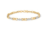 10k Yellow Gold 1/3 Cttw Diamond 3 Stone and X-Link Bracelet (I-J Color, I1-I2 Clarity) - 7.50" Inches