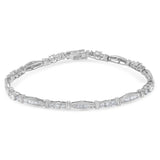 10K White Gold Geometric Pattern Diamond Tennis Bracelet (3 cttw, H-I Color, SI2-I1 Clarity)
