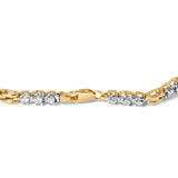 10k Yellow Gold 1.00 Cttw Diamond 3 Stone Link Bracelet (I-J Color, I1-I2 Clarity) -7.25" Inches