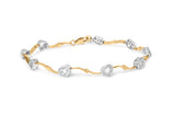 10k Two-Tone Gold 1/3 Cttw Diamond Pave Set Heart S-Link 7.25" Bracelet (I-J Color, I2-I3 Clarity)