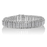 14K White Gold 5.0 Cttw Round Brilliant Cut Diamond 7" S Wave Serpentine Tennis Bracelet (H-I Color, I1-I2 Clarity)