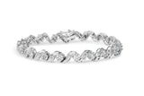 14K White Gold 2.00 Cttw Diamond Cluster and Spiral Link Bracelet (I-J Color, I1-I2 Clarity) - 7"