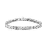 14K White Gold 4 3/8 Cttw Alternating Invisible Set Princess and Baguette Diamond Tennis Bracelet (G-H Color, VS1-VS2 Clarity) - Size 7"