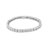 14K White Gold 4 3/8 Cttw Alternating Invisible Set Princess and Baguette Diamond Tennis Bracelet (G-H Color, VS1-VS2 Clarity) - Size 7"