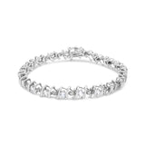 .925 Sterling Silver, Lab-Grown Gemstone and 4 Cttw Round Diamond Tennis Bracelet (H-I Color, I1-I2 Clarity) - Created Blue Sapphire, September Birthstone