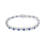 .925 Sterling Silver, Lab-Grown Gemstone and 4 Cttw Round Diamond Tennis Bracelet (H-I Color, I1-I2 Clarity) - Created Blue Sapphire, September Birthstone