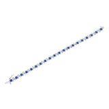 .925 Sterling Silver, Lab-Grown Gemstone and 4 Cttw Round Diamond Tennis Bracelet (H-I Color, I1-I2 Clarity) - Created Blue Sapphire, September Birthstone