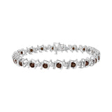 .925 Sterling Silver, Lab-Grown Gemstone and 4 Cttw Round Diamond Tennis Bracelet (H-I Color, I1-I2 Clarity) - Created Blue Sapphire, September Birthstone