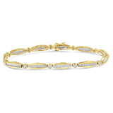 14K White Gold 1-1/2 Cttw Round Brilliant-Cut & Baguette Cut Diamond Bezel and Tapered Link 7" Tennis Bracelet (H-I Color, I1-I2 Clarity)