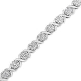 14K White Gold 6-1/3 Cttw Round Brilliant-Cut Diamond Round Cluster & X-Link 7" Tennis Bracelet (I-J Color, SI2-I1 Clarity)