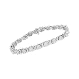 14K White Gold 4 7/8 Cttw Round Brilliant-Cut Diamond Round Cluster & X-Link 7" Tennis Bracelet (I-J Color, SI2-I1 Clarity)