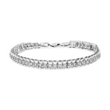 .925 Sterling Silver 1.0 Cttw Rose Cut Diamond Double-Link 7" Tennis Bracelet (I-J Color, I3 Clarity)