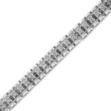 .925 Sterling Silver 1.0 Cttw Rose Cut Diamond Double-Link 7" Tennis Bracelet (I-J Color, I3 Clarity)