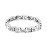14K White Gold 10 5/8 Cttw Diamond Panel Link Bracelet  - 7" Inches