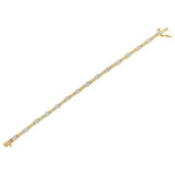 10K Yellow and White Gold 2.00 cttw Round and Baguette-Cut Diamond Link Bracelet (I-J Color, I2-I3 Clarity) - Size 7.25"