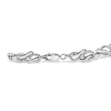 .925 Sterling Silver 1.0 Cttw Diamond Infinity Loop and Swirl Link Bracelet (I-J Color, I2-I3 Clarity) - 7.25" Inches