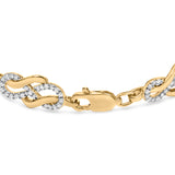 14K Yellow Gold Plated .925 Sterling Silver 1.0 Cttw Diamond Infinity Loop and Swirl Link Bracelet