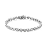 .925 Sterling Silver 1.0 Cttw Diamond Miracle-Plate Open Quatrefoil Flower Circle-Link 7" Tennis Bracelet (I-J color, I3 clarity)