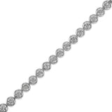 .925 Sterling Silver 1.0 Cttw Diamond Miracle-Plate Open Quatrefoil Flower Circle-Link 7" Tennis Bracelet (I-J color, I3 clarity)