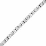 .925 Sterling Silver 1.0 Cttw Miracle-Set Diamond Round Faceted Bezel Tennis Bracelet (I-J Color, I3 Clarity) - 7"