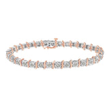 Two-Tone 10K Yellow Gold over .925 Sterling Silver 1.0 Cttw Diamond S-Curve Link Miracle-Set Tennis Bracelet (I-J Color, I3 Clarity) - 7"