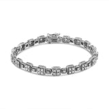 10K White Gold 2.0 Cttw Diamond Square Link Bracelet (J-K Color, I2-I3 Clarity) - Size 7.25"