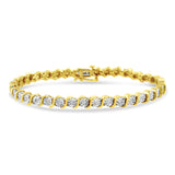 14K Rose Gold Plated .925 Sterling Silver 1/4 Cttw Diamond Round Miracle Plate and "S" Link Tennis Bracelet (I-J Color, I2- I3 Clarity) - 7"