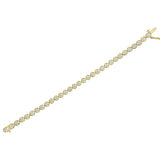 14K Yellow Gold Plated .925 Sterling Silver 1/10 Cttw Diamond Open Circle Beaded Wheel Link Tennis Bracelet (I-J Color, I3 Clarity) - 7.25"