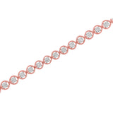 14K Rose Gold Over .925 Sterling Silver 1/4 Cttw Diamond 7" Open Circle Wheel Link Tennis Bracelet (I-J Color, I2-I3 Clarity)