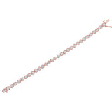 14K Rose Gold Over .925 Sterling Silver 1/4 Cttw Diamond 7" Open Circle Wheel Link Tennis Bracelet (I-J Color, I2-I3 Clarity)