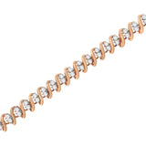 14KT Rose Gold Plated Sterling Silver Diamond S Link Tennis Bracelet (2 cttw, J-K Color, I1-I2 Clarity) - Size 7.5"