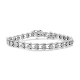 .925 Sterling Silver Diamond Miracle-Set Double Swoosh Milgrain Style Tennis Bracelet (1/2 cttw, I-J Color, I3 Clarity) - Size 7.75"