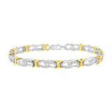 10k Yellow Gold Plated Sterling Silver 1/4 cttw Diamond Infinity and X Link Bracelet (I-J Clarity, I2-I3 Color) - Size 7.25"
