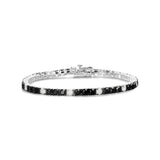 .925 Sterling Silver 3.0 Cttw Black and White Diamond Tennis Bracelet (I-J Color, I2-I3 Clarity) - 7.25" Inches