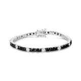 .925 Sterling Silver 3.0 Cttw Black and White Diamond Tennis Bracelet (I-J Color, I2-I3 Clarity) - 7.25" Inches