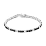 .925 Sterling Silver 3.0 Cttw Black and White Diamond Tennis Bracelet (I-J Color, I2-I3 Clarity) - 7.25" Inches