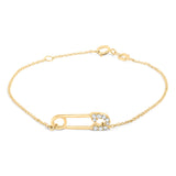 10K Yellow Gold 1/10 Cttw Diamond Paperclip Charm Adjustable Link Bracelet  (I-J Color, I1-I2 Clarity) - 7.25 Inch