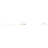 10K Yellow Gold 1/10 Cttw Diamond Paperclip Charm Adjustable Link Bracelet  (I-J Color, I1-I2 Clarity) - 7.25 Inch