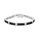 .925 Sterling Silver 3.0 Cttw Black and White Diamond Tennis Bracelet (I-J Color, I2-I3 Clarity) - 7.25" Inches