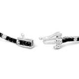 .925 Sterling Silver 3.0 Cttw Black and White Diamond Tennis Bracelet (I-J Color, I2-I3 Clarity) - 7.25" Inches