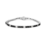 .925 Sterling Silver 3.0 Cttw Black and White Diamond Tennis Bracelet (I-J Color, I2-I3 Clarity) - 7.25" Inches