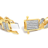 14K Yellow Gold Plated .925 Sterling Silver 3/8 Cttw Diamond Cuban Bracelet (I-J Color, I3 Clarity) - 7.25"