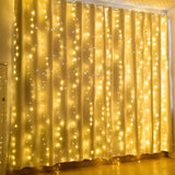 600 LED 9.8 x 19.6 FT. LED Curtain Lights with 8 Light Modes and Memory Function