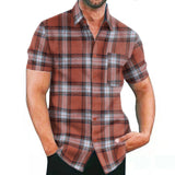 Casual Dyed-and-woven Plaid Mens Shirt