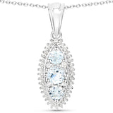 4.50 Carat Genuine Blue Topaz and White Topaz .925 Sterling Silver 3 Piece Jewelry Set (Ring, Earrings, and Pendant w/ Chain)