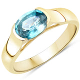 2.00 Carat Genuine Blue Zircon .925 Sterling Silver Ring