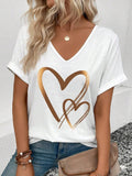 Womens Stylish Printed Slim-fit Short-sleeve Top
