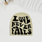 Knitted Jacquard Hat One-size Fits All Beanie Cold Weather Hat Letter Jacquard