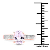 14K Rose Gold Plated 2.91 Carat Genuine Kunzite and White Zircon .925 Sterling Silver Ring